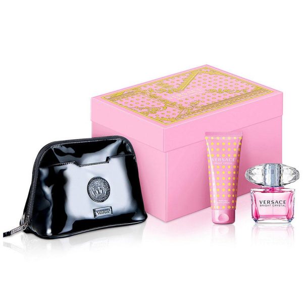 Versace Bright Crystal Women Set: EDT 90ml, Body Lotion 100ml, Black Pouch